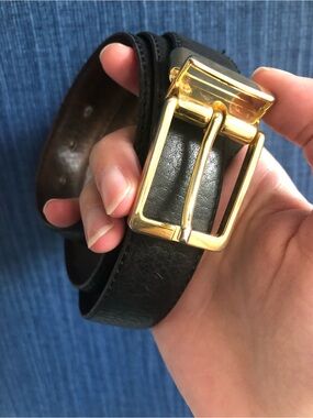Leather Belt Gold Toned Buckle
